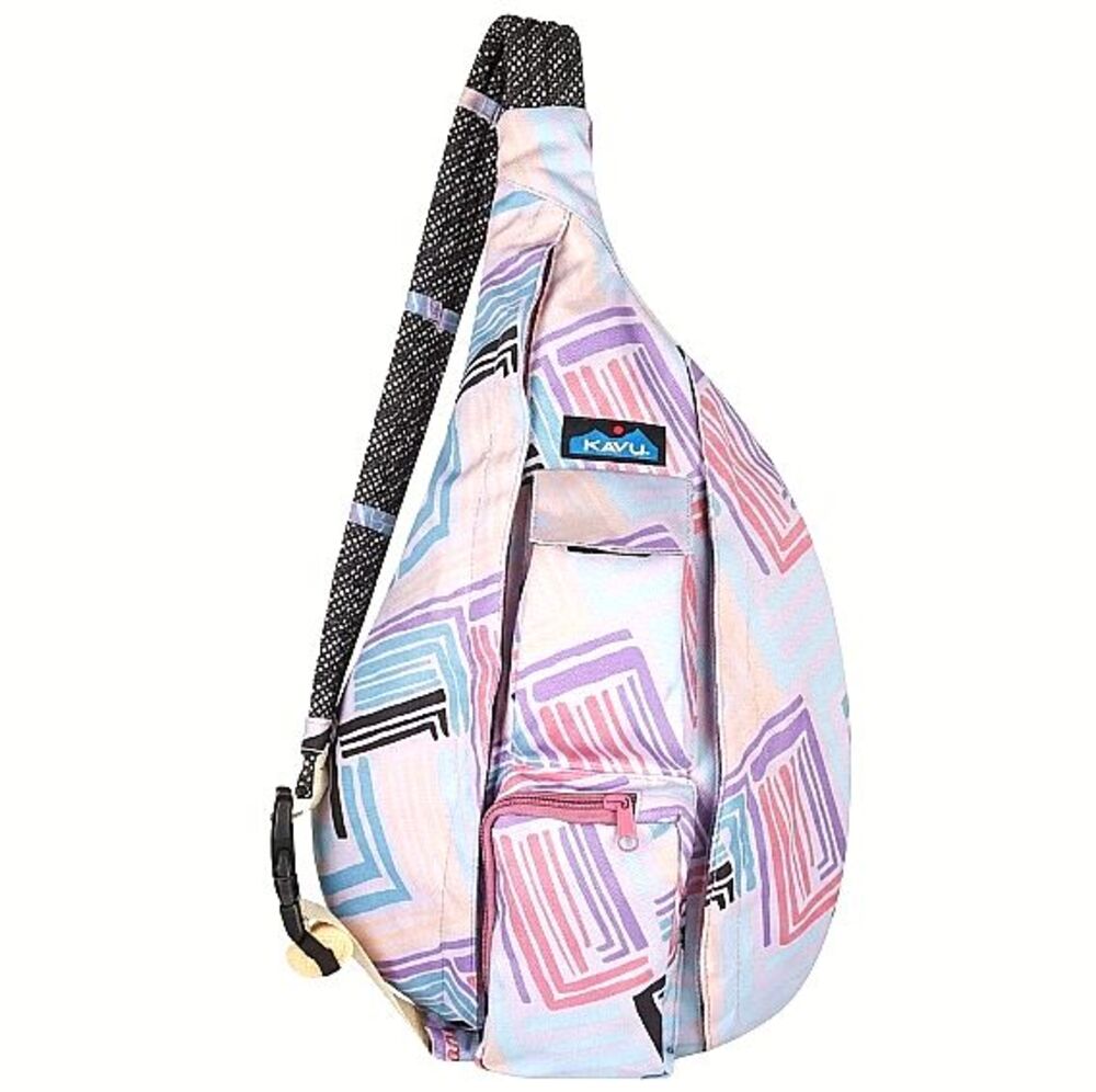 KAVU Rope Sling Bag Crossbody Backpack Pink Party Pop Sea Glass Rare Discont EUC